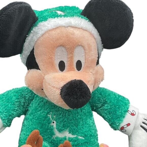 Disney Store Mickey Mouse Christmas Plush Doll Reindeer Slippers Pajamas 13" - Picture 4 of 7
